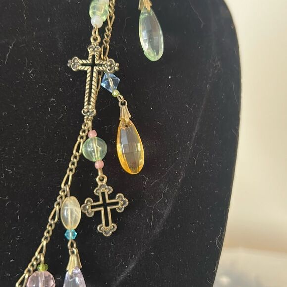 Multicolor Cross Pendant Necklace - Picture 4 of 5